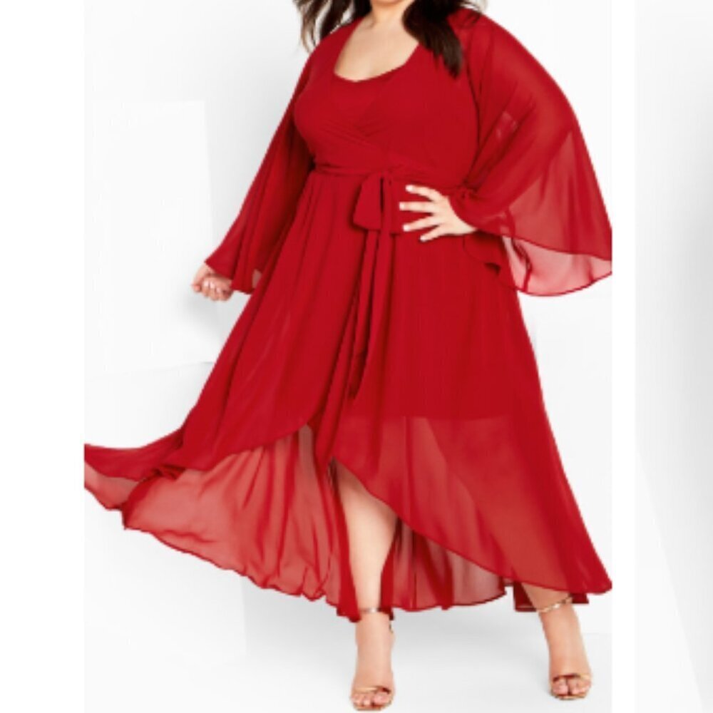 City Chic Red High-Low Maxi Dress